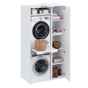 Conjunto De Muebles Lavadora Secadora T-bath 110,7x208cm Blanco Esp.22 Mm