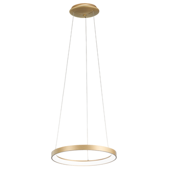 Krizia - Lámpara Colgante Led Regulable 30w - 2300lm, Luz Cálida 3000k, Aro Oro Cepillado, Difusor Acrílico, D. 40cm, Ip20
