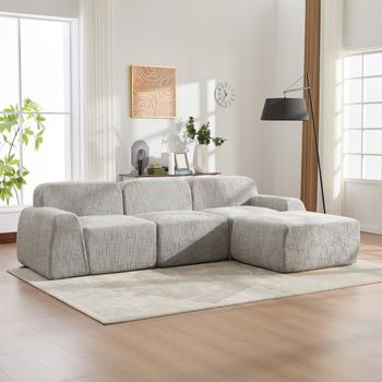 Sofá Modular De 3 Plazas - Mueble Para Salón - Chenilla Y Espuma 30d - Gris