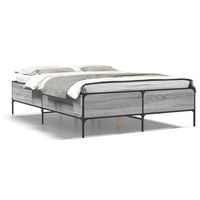 estructura cama madera ingenieria metal gris sonoma 160x200 cm vidaxl