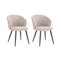 conjunto de 2 sillas de comedor tapizadas sin reposabrazos diseno retro base de metal gris pardo moundville