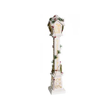 Decoración De Navidad Led Madera De Abeto Hecho A Mano Figura De Farola Blanco Lummene