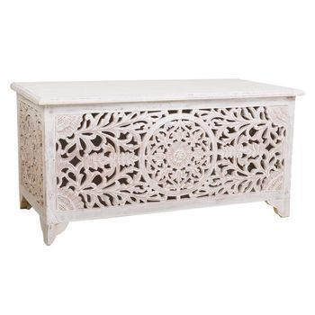 Baúl De Madera Artesanal Blanco 102x48x50h Cm