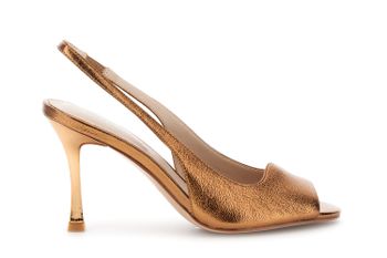 zapato slingback abierto en piel laminada bronze