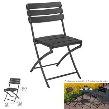 Silla Plegable Cuadrada Efecto Madera Color Antracita 54 X 44.5 X 80.5 (alt.) Cm.