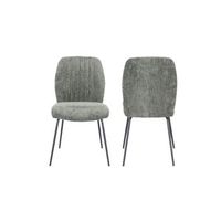 pack de 2 sillas nalon tapizadas en tela suave en color verde musgo y patas metalicas en color negro 89x61x47 cm