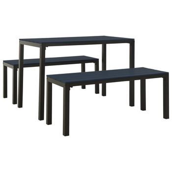 Set De Comedor De Jardín 3 Pzas Acero Y Wpc Negro Vidaxl