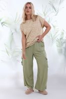yours pantalon caqui ancho mezcla de lino mujer curvy y tallas grandes yours