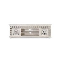 mueble tv madera mango blanco envejecido