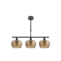 lampara estela 3xe14 marron regx55x13 cm ctulipas cristal tallado ambar