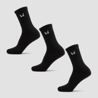 mp unisex crew socks 3 pack - black - uk 9-11