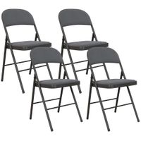homcom lote de 4 sillas plegables y portatiles de interior con asientos y respaldos acolchados en terciopelo armazon de acero gris oscuro