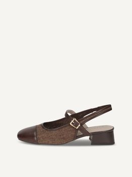 CAPRICE sling pumps, brown, made of Leather and synthetic with Trapeze heel, Size 36