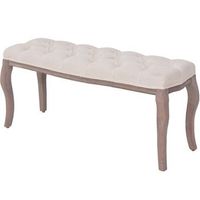 banco de madera maciza y lino blanco crema 110x38x48 cm vidaxl