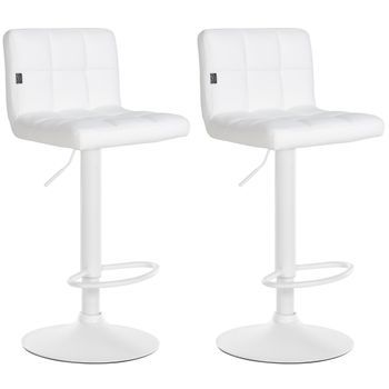 Set De 2 Taburetes De Bar Feni En Polipiel Simil Cuero Blanco 40x40x85 Cm Clp