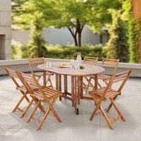 conjunto de muebles de jardin acerenza  7 piezas - madera certificacion fsc encasa