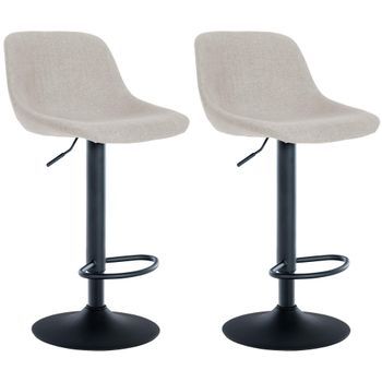 Set De 2 Taburetes De Bar Loft Tela Crema 49x43x79 Cm Clp