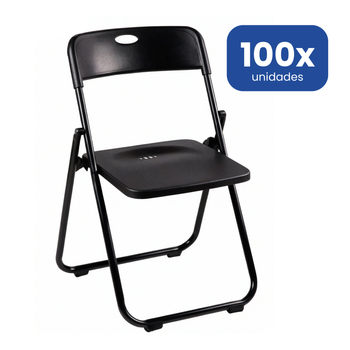 Pack 100 Sillas Plegables Adanity 40x39x75 Cm - Negras Resistentes Hierro Reforzado