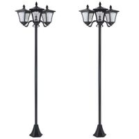 outsunny conjunto de 2 farolas solares de exterior con 3 luces led impermeable ip44 para camino terraza 515x47x1825 cm negro   aosom espana