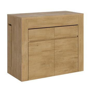 Pack Consola Extensible Y 2 Bancos Extensibles Hasta 300 Cm Kalius-color Natural