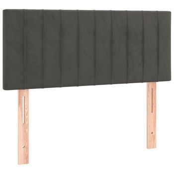 Cabecero Cama Mueble De Dormitorio Con Led De Terciopelo Oscuro 90 X 5 X 78/88 Cm Gris M02_0008924