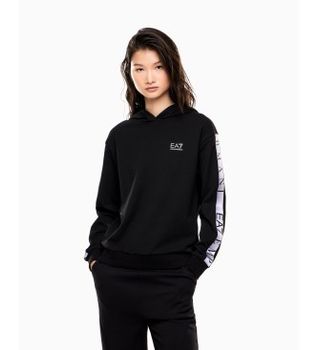 EA7 para mujer. 7W001151_AF12501 Sudadera con capucha de tejido técnico Natural VENTUS7 Dynamic Athlete negro (M), Casual, Poliéster Recicla