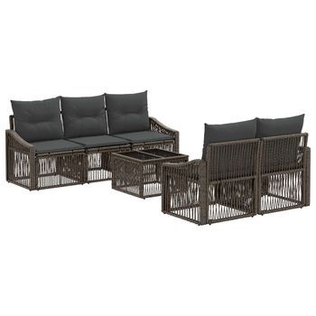 Conjunto De Sofás De Jardín 6 Uds. Gris Ratán Sintético Vidaxl