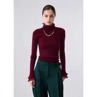liu jo jersey jersey de cuello alto en lana con volantes para mujer