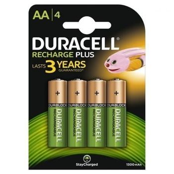 Pila AA Duracell HR6-B 1300mAh Recargable NiMH Pack 4 Multicolor