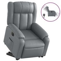 sillon de salon  silla  sillon reclinable elevable electrico de cuero sintetico gris