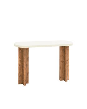 Consola de microcemento y patas de madera roble oscuro 120x80cm