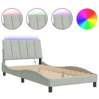 cama para adulto  cama individual  estructura cama con luces led terciopelo gris claro 100x200 cm