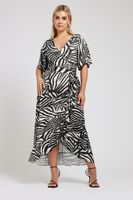 yours london vestido cruzado blanco y negro cebra mujer curvy y tallas grandes yours london