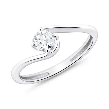 Anillo de mujer de oro blanco de 9 quilates con circonita cúbica