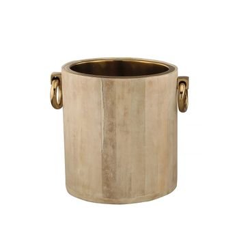 Cubitera para án en madera blanca y metal dorado 25x30x28 cm