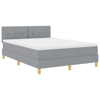 Cama Box Spring Con Colchón Gris Claro 160 X 200 Cm Tela