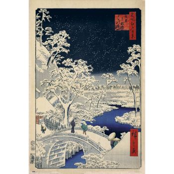 Erik Maxi Póster Hiroshige The Drum Bridge And Sunset Hill At Meguro 91.5x61cm
