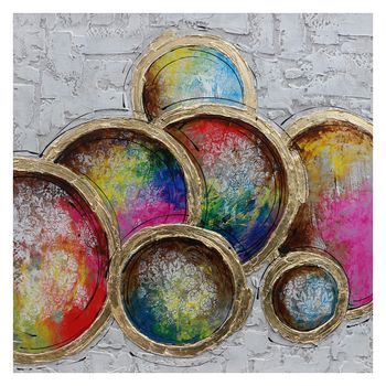 Cuadro Platos De Color Kuatéh 100 X 100 Cm Óleo Sobre Lienzo
