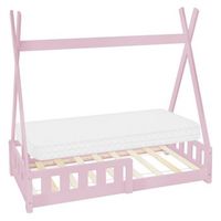 cuna con proteccion anticaida y somier 70x140 cm madera de pino rosa ml-design