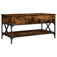 mesa de centro 100x50x50 cm madera y metal trabajados - marron