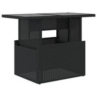 mesa de jardin  mesa de exterior superficie de vidrio ratan pe negro 100x55x73 cm
