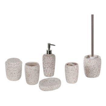 Conjunto De 6 Accesorios De Baño Blanco Crema Negro Rojo Dolomita Palmilla