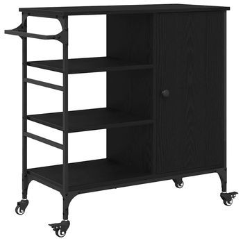 Carro De Cocina Roble Negro 87.5 X 39 X 84.5 Cm Vidaxl