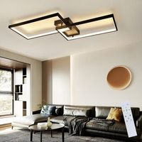 nettlife lampara de techo led negra 80 cm moderna  regulable con mando a distancia 48w rectangulo diseno de metal para dormitorio habitacion infantil