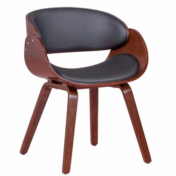 Silla nórdica con reposabrazos con cojín de polipiel, negro