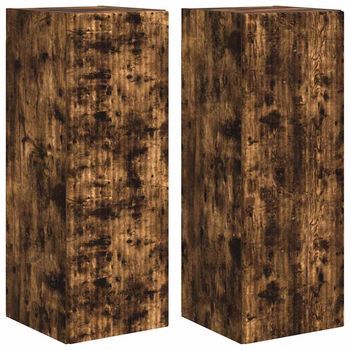 Mueble De Tv Montado En La Pared 2 Uds. Roble Ahumado Vidaxl