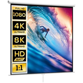 Homcom Pantalla De Proyector Manual 120 Pulgadas Formato 1:1 207x207 Cm Blanco