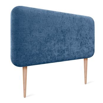 Dhome Cabecero Tapizado En Lana Liso Con Patas Redondeado Para Pared Acústicos Cabeceros Absorbentes Cabezal Cama Dormitorio (azul, 110cm)