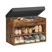 mueble zapatero con asiento tapizado marron rustico  30 x 60 x 44 cm