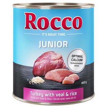 Rocco Junior 6 x 800g - Turkey with Veal Hearts & Rice